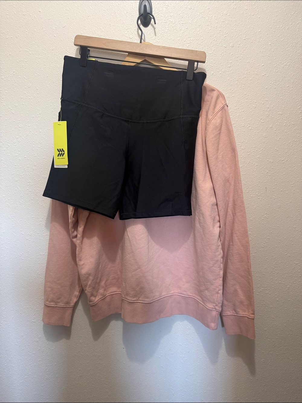 Women's Black High-Waist Bike Shorts & Sweater, Size L